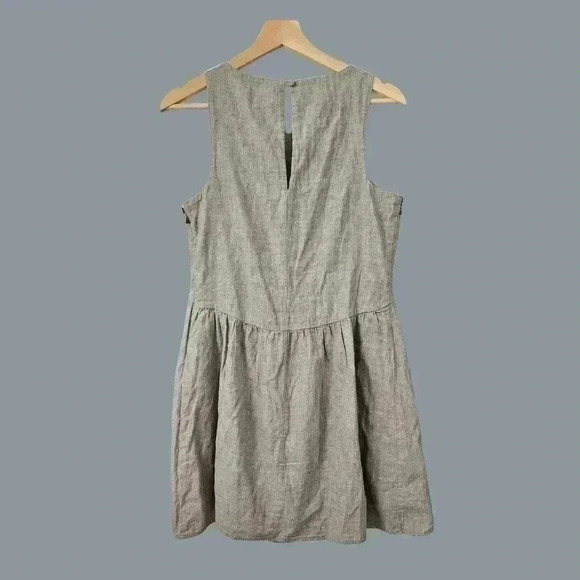 Old Navy Gray Cotton Dress w/ Embroidered Neckline & Keyhole Back, Size Medium - Picture 3 of 6